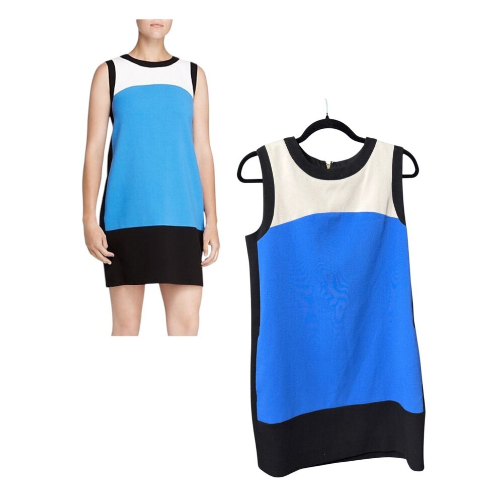Kate Spade Maysie Color Block Blue White Black Shift Dress 8 NEW without Tags